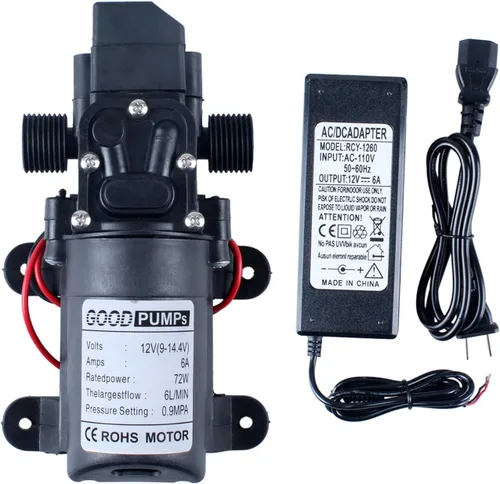 Miniatura 8 de Pulverizador de bomba 70W DC 12v 0.9MPA 130psi Bomba de presión de agua Bomba de refuerzo para el hogar Bomba de diafragma Conectar a 10.3mm/0.4inch