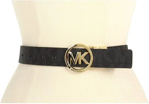Miniatura 6 de Michael Kors Cinturón reversible para mujer, blancomarrón, hebilla dorada Mk, BlancoMarrón