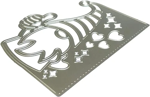Miniatura 4 de Troqueles de metal con marco de gnomo de corazón, diseño de gnomo de Navidad de Santa en el borde, plantillas cortadas para manualidades, álbumes