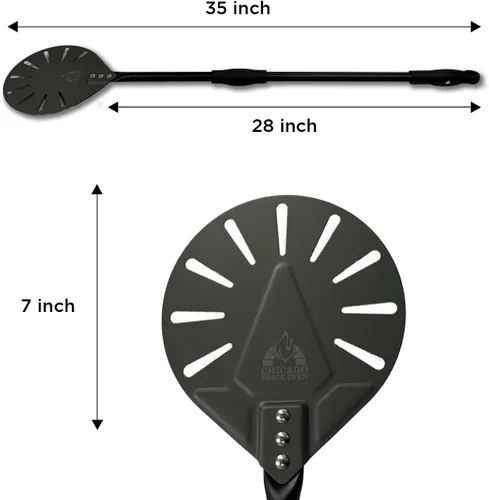 Miniatura 2 de Chicago Brick Oven Turning Pala Perforada para Pizza - 7" de Diámetro - 35" de Longitud Total - Pala para Pizza Premium, Acero para Pizza, 12