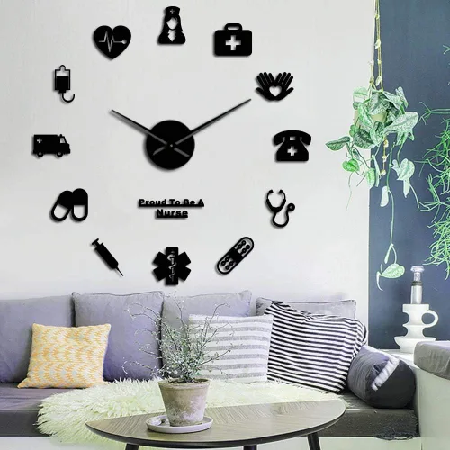 XDG Proud to Be A Nurse Doctor & Nurse Kit DIY Relojes de pared grandes para oficina médica, hospital, decoración de pared, reloj de manos largas