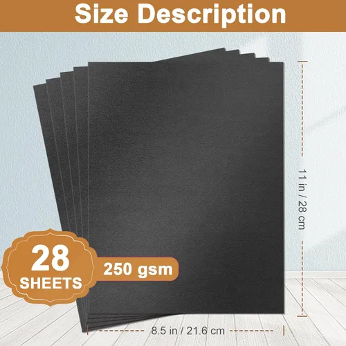 Miniatura 2 de Silunkia 28 hojas de cartulina negra brillante de 8.5 x 11 pulgadas, papel pesado de 250 gsm/92 libras, cartulina negra de construcción para hacer