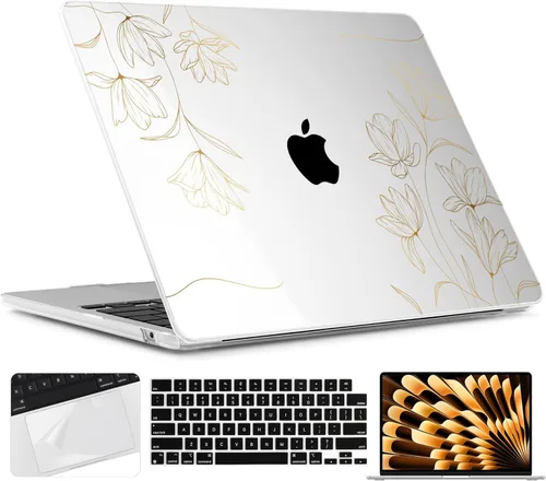 Miniatura 28 de TWOLSKOO Funda para MacBook Air de 15 pulgadas 2025 2024 2023 versión M4 A3241 M3 A3114 M2 A2941, carcasa rígida de plástico y protector
