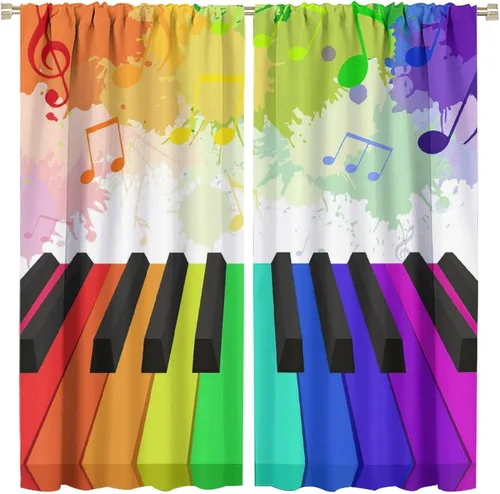 Miniatura 15 de Cortinas opacas abstractas de arco iris, pintura de color arcoíris con gotas, diseño gráfico creativo con bolsillo para barra, para sala de estar