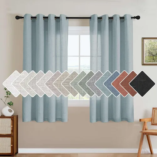 Miniatura 34 de H.VERSAILTEX Elegant - Cortinas texturizadas de lino natural mezclado con eficiencia energética, filtrado de luz, con ojales de níquel