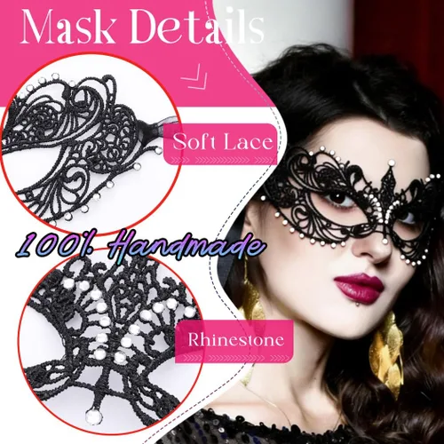 Miniatura 3 de Tgirls Máscara de encaje para mujer con diamantes de imitación sexy, máscaras de mascarada, máscara de encaje para fiesta de disfraces, máscara