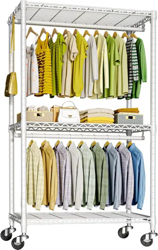 Miniatura 11 de FUTASSI P3 Mini perchero rodante de ropa, percheros de ropa para colgar ropa, perchero de prendas de servicio pesado, perchero de armario portátil