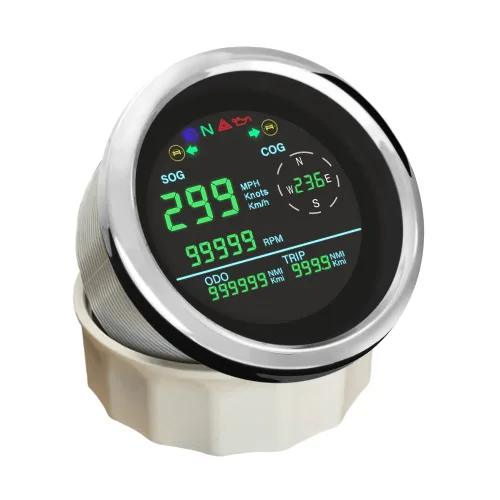 ELING Velocímetro GPS digital para motocicleta de 3-3/8 pulgadas, 299 Kmh MPH nudos con tacómetro de 19999 RPM con alarma, tipo universal para 0-125