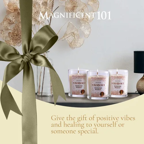 Miniatura 6 de MAGNIFICENT 101 Abundance Mindset - Juego de velas para manchas – 3.5 onzas cada uno (paquete de 3) – Abundance Unlimited Mindset – 42 horas