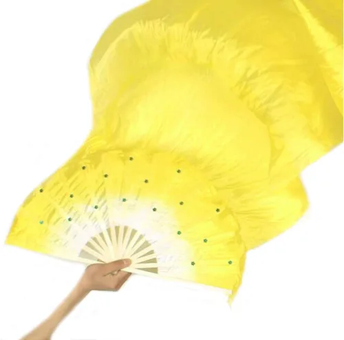 Miniatura 18 de FZBNSRKO 1.8M 70.86 "Danza del Vientre de Seda de Bambú Abanicos Largos Ventiladores Velos Fiesta Rendimiento de la Mañana Abanicos Largos