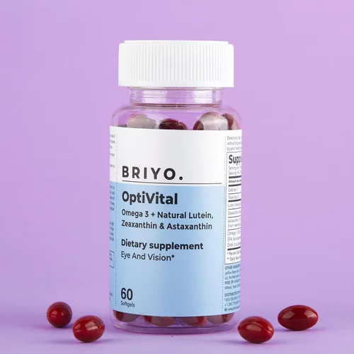 Miniatura 2 de Briyo OptiVital Suplemento para la salud ocular – Luteína, zeaxantina, astaxantina y omega-3 de fuentes naturales – Apoya la visión, la salud