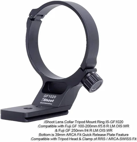 Miniatura 2 de iShoot Collar de lente de anillo de montaje en trípode compatible con Fujifilm GF 9.843 in f/4 R LM OIS WR y Fuji GF 3.937-7.874 in f/5.6 R LM OIS