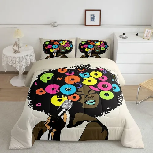Miniatura 25 de Castle Fairy Juego de edredón de botas de vaquero, tamaño individual, juego de ropa de cama bohemio con guitarra musical para niños y niños