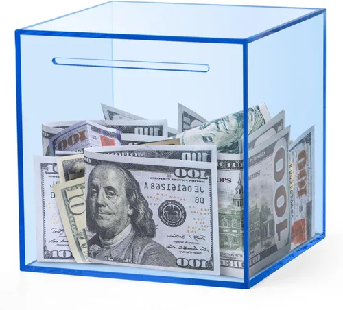 Miniatura 9 de alcancía de acrílico transparente de 15 cm para adultos y niños, caja de ahorro de dinero transparente que debe romperse para abrir, alcancía
