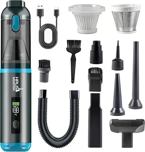 Miniatura 9 de HAUSMEISTER Airflex Go - Aspiradora inalámbrica para automóvil de 16000 Pa, aspiradora de mano 4 en 1 con plumero e inflador, mini aspiradora
