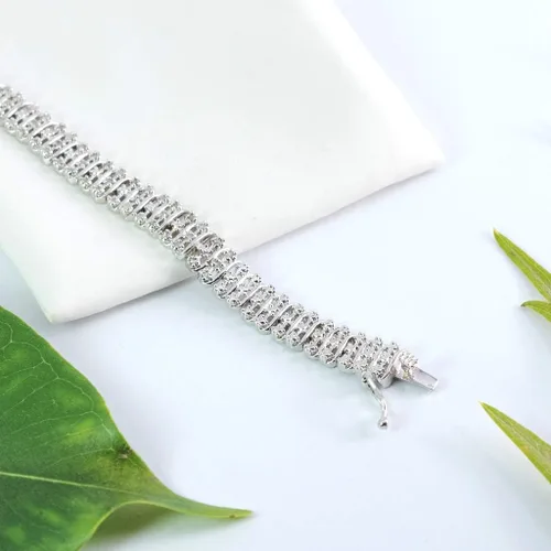 Miniatura 3 de Pulsera de oro blanco de 14 quilates para mujer Pulsera de tenis de diamantes de 1 quilate