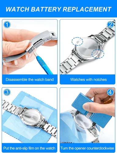Miniatura 3 de JOREST Kit de herramientas de reparación de reloj para reemplazo de batería, ajuste de tamaño de correa, removedor de pasadores de eslabones