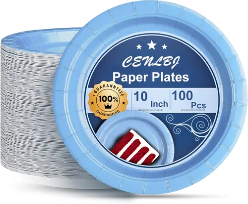 Miniatura 10 de Black Paper Party Plates Supplies 400GSM -100pcs - 50 x 10 Dinner Plates and 50 x 8 Dessert Plate,Suitable for Birthday,Family Negro