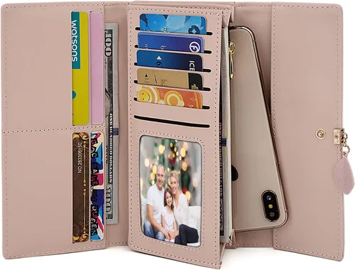 Miniatura 149 de UTO - Cartera pequeña RFID de piel sintética con dije de hoja, cierre de cremallera y tarjetero.