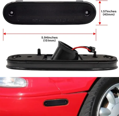Miniatura 3 de 4 luces delanteras y traseras Miata LED de marcador lateral para Mazda Miata MX-5 1990-1997 Mazda Miata MX5 1999-2005 Mazda Miata MX5 lente ahumada