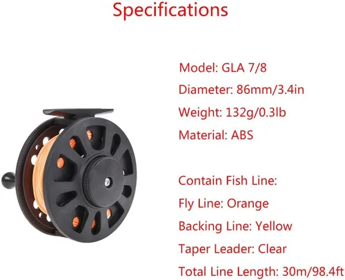 Miniatura 3 de SEIWEI Fly Fishing Reel, Fly Reel GLA 5/6WT Large Capacity Plastic Fishing Reel with 30m Nylon Line, for Basic Fishing Lines Black
