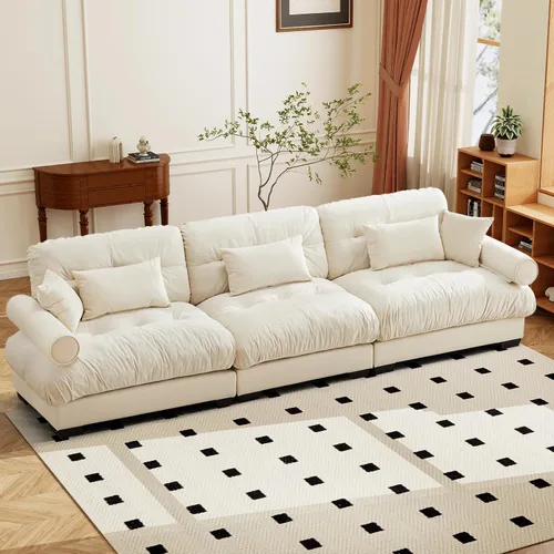 Miniatura 40 de SoarFlash Moderno sofá reclinable de terciopelo para sala de estar, sofá biplaza para apartamento, sofá de almacenamiento con marco de madera Azul