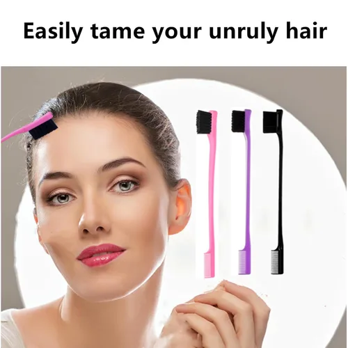 Miniatura 4 de Paquete de 6 cepillos profesionales para control de bordes del cabello de doble cara, juego de cepillo y peine para control de bordes, diseño