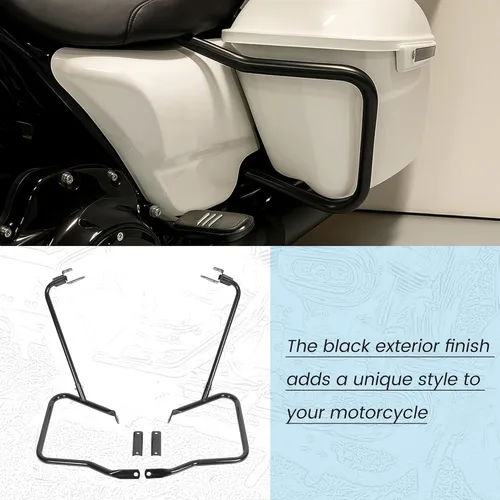 Miniatura 7 de ECOTRIC Barras protectoras de soporte para alforja compatibles con Harley Davidson Touring Street Road Glide FLH 2014-2024, color negro