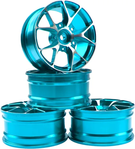 Miniatura 3 de ShareGoo - Llantas de metal RC de 0.472 pulgadas, bujes hexagonales 1/10 RC Drift On-Road Racing Touring Llanta compatible con HSP Tamiya Kyosho Azul
