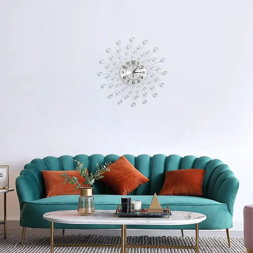 Miniatura 7 de Reloj de pared grande de cristal de 24 pulgadas para decoración de sala de estar, moderno reloj de pared con forma de estrella de metal, reloj