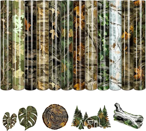 Miniatura 10 de Tintnut Real Tree Vinilo de transferencia de calor - 10 hojas de 10 x 12 pulgadas con patrón camuflaje para vinilo adhesivo para cazadores al aire