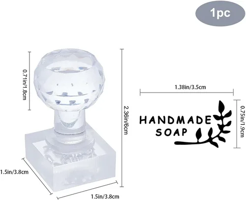 Miniatura 4 de PH PandaHall Sellos de jabón de hojas, sello de jabón en relieve con mango jabones sello de impresión con mango sellos acrílicos personalizados