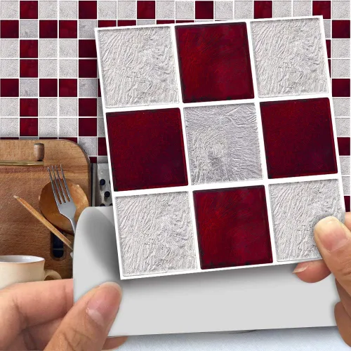 Miniatura 13 de Alwayspon 25 calcomanías autoadhesivas para azulejos de pared, a prueba de agua, para cocina, baño, 6 x 6 pulgadas Piedra beige