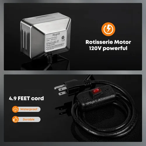 Miniatura 4 de Stanbroil Hygrill - Kit de asador para todas las parrillas Hygrill de gas y carbón integradas de 4 quemadores, asadores con motor, varilla