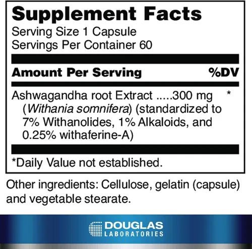 Miniatura 2 de Douglas Laboratories Ayur-Ashwaganda (ginseng indio) Hierba ayurvédica para apoyar la producción de energía, salud mental y física 60 cápsulas