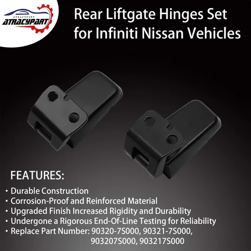 Miniatura 2 de Juego de bisagras de ventana trasera, bisagra de vidrio para puerta trasera derecha e izquierda Reemplazo para Infiniti QX56 2004-2010, Nissan