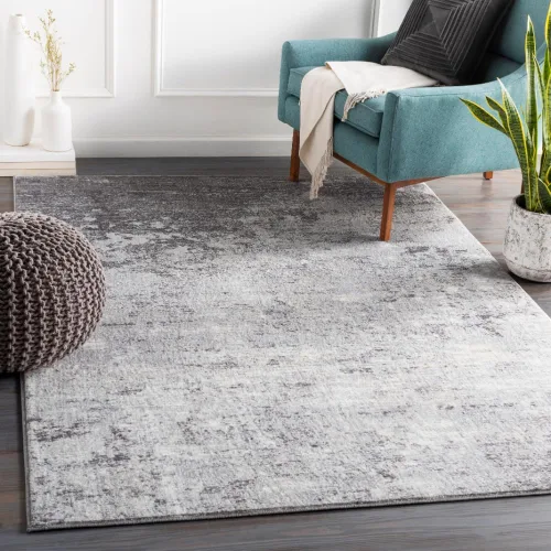Miniatura 6 de Livabliss Choukri - Alfombra abstracta moderna de 7 pies 10 pulgadas, redonda, gris plateado