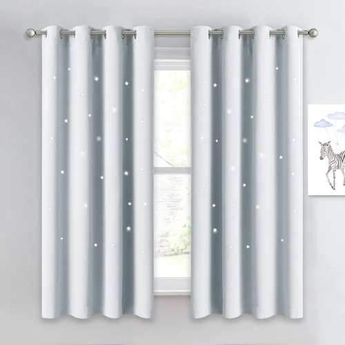 Miniatura 50 de NICETOWN Cortinas infantiles perforadas, cortinas marroquíes con estrellas azules para dormitorio de niñas, gruesas y suaves, para oscurecer la Azul