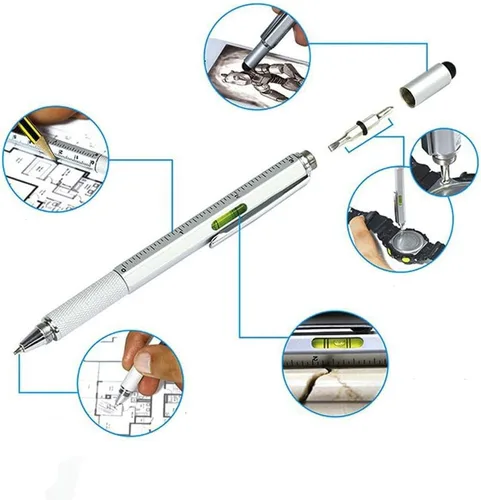 Miniatura 2 de Lápiz capacitivo, bolígrafo multiherramienta 7 en 1 [lápiz táctil para pantalla, bolígrafo, regla, nivel, destornillador Phillips y cabeza plana]