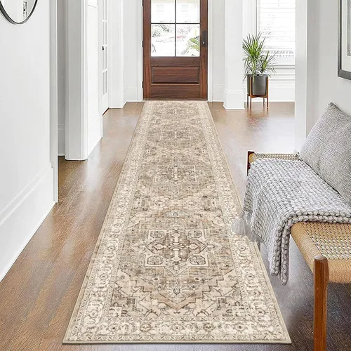 Miniatura 17 de Pauwer Alfombra vintage de flores 2 x 3 pulgadas, estilo envejecido, antideslizante, de pelo bajo, tapete para entrada, interior, pequeña, retro