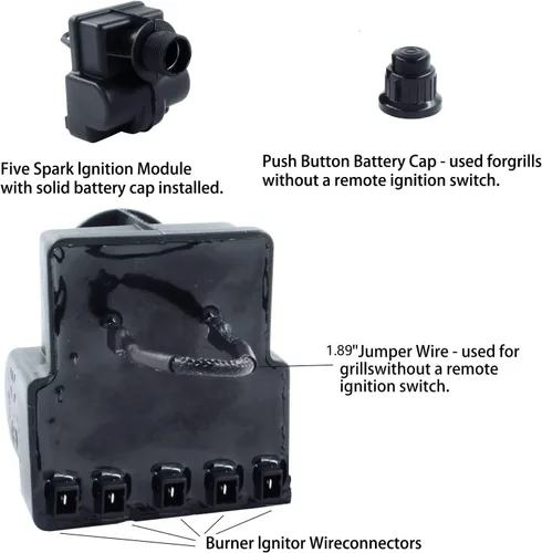 Miniatura 6 de Kit de encendido electrónico de repuesto para Char-Broil G515-0030-W2 y otros modelos, módulo de encendido de 5 salidas con cables y botones