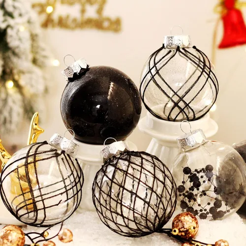 Miniatura 3 de Juego de adornos de bola de Navidad, 20 unidades, grandes, color negro transparente, inastillables, 3.150 in/3.15 pulgadas, adornos de Navidad