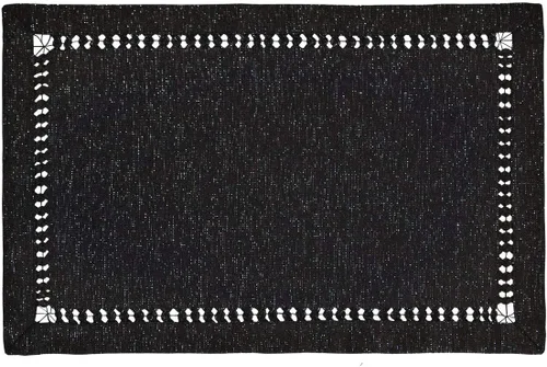 Miniatura 15 de Grelucgo Servilletas de mesa de comedor con dobladillo a mano para Halloween, hilo plateado entrelazado (negro, 4 servilletas de 18 x 18 pulgadas)