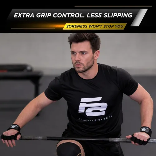 Miniatura 8 de Fit Active Sports Nuevos Guantes de Entrenamiento con Ventilación para Levantamiento de Pesas con Muñequeras Integradas para Hombres y Mujeres