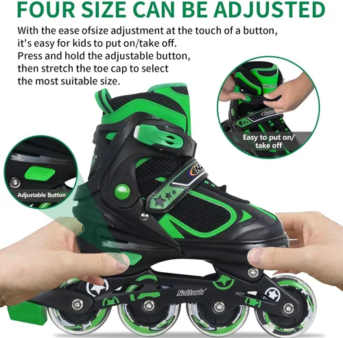 Miniatura 5 de Nattork Blade - Patines para niños con rueda iluminada, para exteriores e interiores, patines negros en línea iluminados para niños pequeños de 5 a