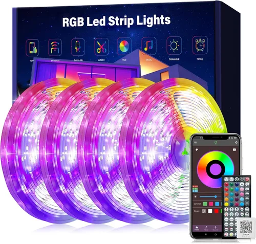 Miniatura 12 de Ledagic Luces LED RGB de 150 pies para dormitorio, sincronización de música, tira de luces LED RGB con aplicación y control remoto, luces LED