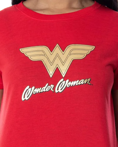 Miniatura 3 de DC Comics Wonder Woman - Conjunto de pijama de 2 piezas con logotipo de lámina dorada para mujer, Logotipo WW