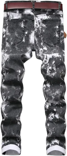 Miniatura 24 de Baylvn - Pantalones de mezclilla entallados y estampados para hombre con corte recto