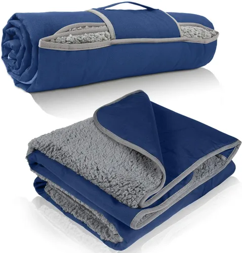 Tirrinia Manta impermeable para exteriores con forro sherpa, resistente al viento, triple capa, cálida y cómoda, plegable para camping, estadio,