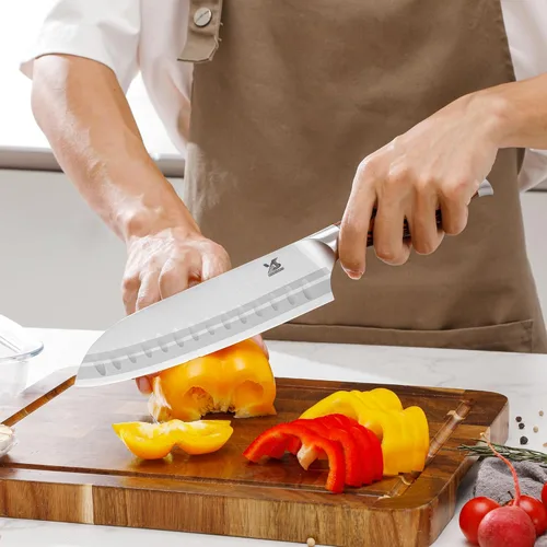 Miniatura 6 de MSY BIGSUNNY Juego de cuchillos de cocina de 5 piezas, cuchillo de cocina profesional alemán de acero inoxidable, serie Tang